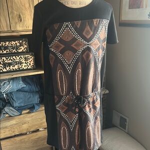 Custo Barcelona Black and Brown Mini Dress - 40